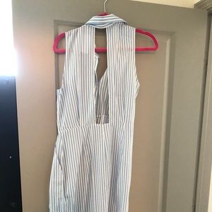 Blue and white striped dress